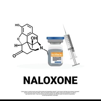 Naloxone medicine used to block the effects of opioids medication vector