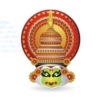 kathakali dancer performing vector illustration