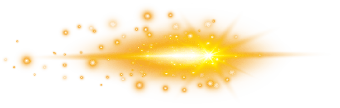 Yellow horizontal lens flares. Laser beams, horizontal light rays. Laser beams. Sparks and stars. PNG. png