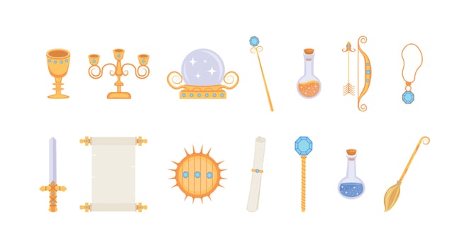 Golden Set of Magic Items vector
