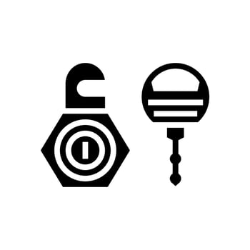 cam lock key hardware furniture fitting glyph icon vector illustration