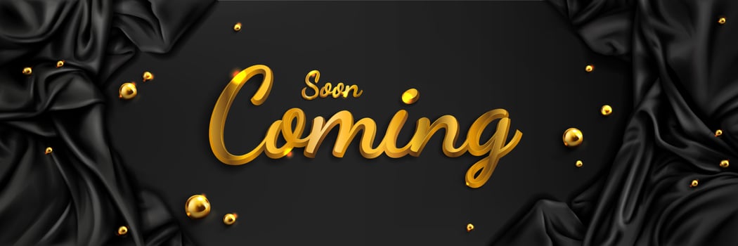 Coming soon on black silk background vector