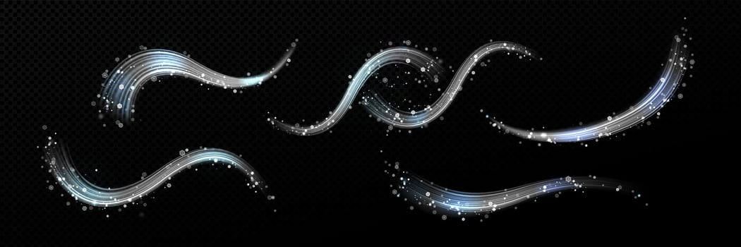 Realistic set of winter air swirls with snowflakes vector