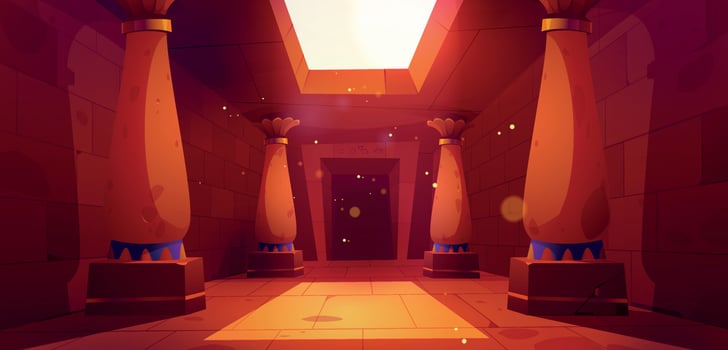 Cartoon corridor inside ancient Egyptian temple vector