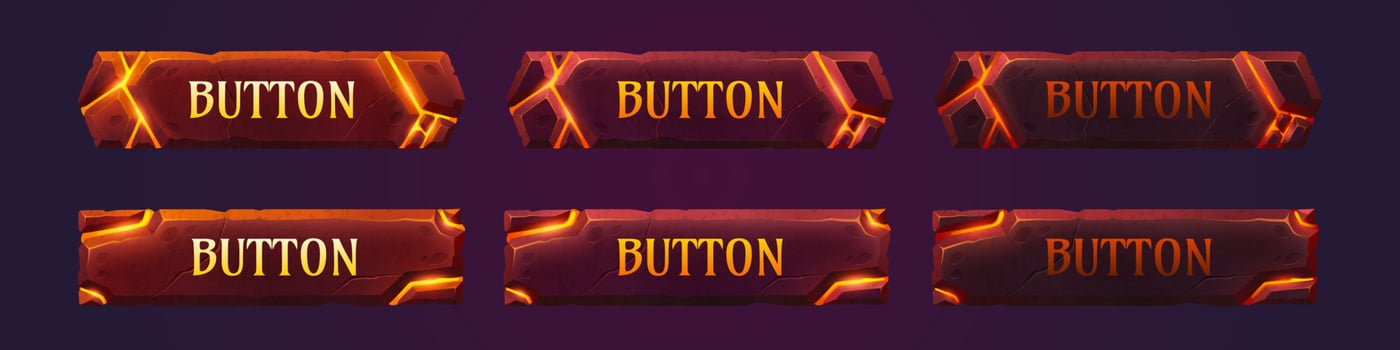 Lava game buttons animation set vector