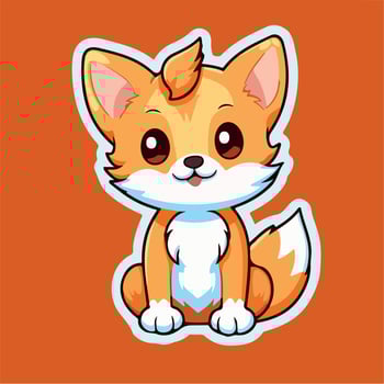 Cute FOX drawing kawaii Funny Vector Illustration eps 10