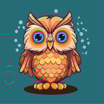 Cute Owl drawing kawaii Funny Vector Illustration eps 10
