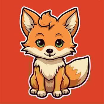 Cute FOX drawing kawaii Funny Vector Illustration eps 10
