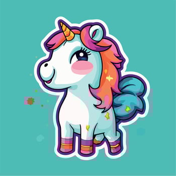 Unicorn rainbow fish drawing kawaii Funny Vector Illustration eps 10