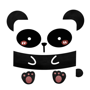 Cute square bear panda png