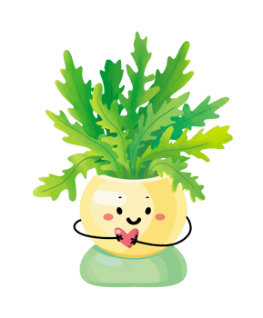 Cute smiling arugula in a plant pot holding heart. Illustration. Love poster png