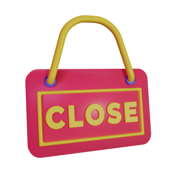 Hanging close sign 3d icon png