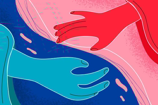Helping hand, teamwork, meeting concept vector