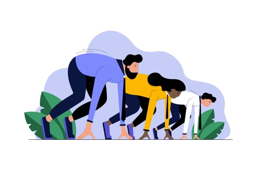 Multiethnicity, business, startup, sport, race, motivation, competition concept vector