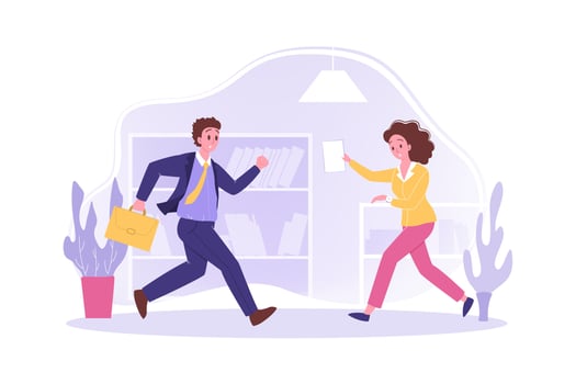 Hurrying people in office, business concept vector