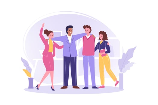 Business team, friendship, collaboration, partnership concept. vector