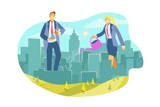 Eco city, real estate, business, investment, improvement concept vector