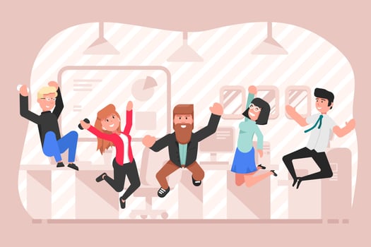 Business, team, success, goal achievement, celebration concept vector