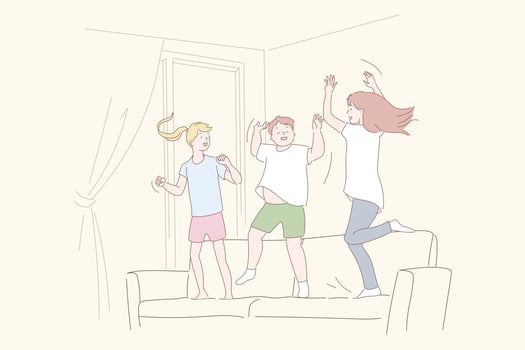 Home leisure, recreation, positive emotion, joyfulness concept vector