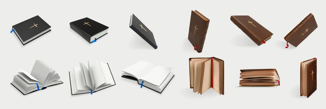 Realistic christian Holy Bible set collection vector