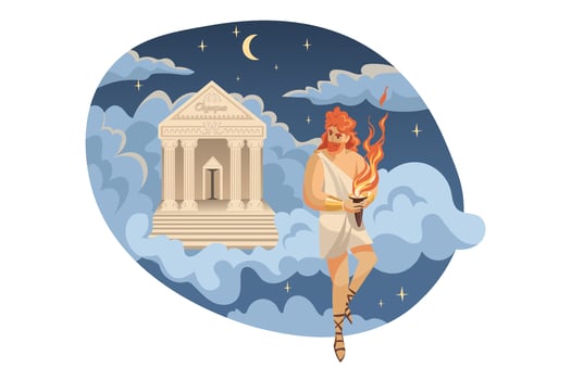 Mythology, Greece, Olympus, legend, religion concept. vector
