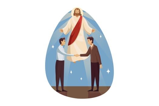 Religion, blessing, support, business, christianity, meeting concept vector