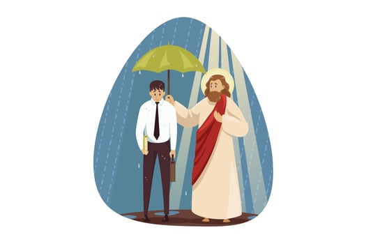 Mental stress, depression, religion, christianity, business concept vector