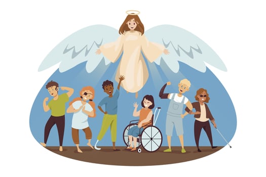 Protection, disability, health, care, support, religion, christianity concept vector