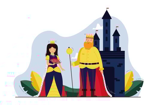 History, monarchy, cosplay, dramatization concept vector