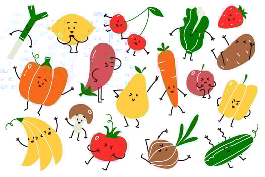 Vegan food doodle set vector