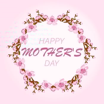 Happy Mothers day. Elegant floral wreath with spring flowers. Design for invitation or greeting cards vector