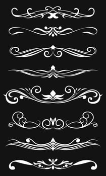 Collection of vintage floral decorations. Vector illustration