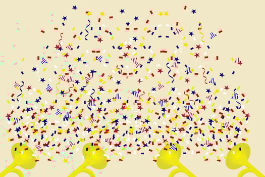 Independence Day background banner USA flag garland, bunting, balloons, confetti, star, ribbon, falling from the sky. Web advertising Celebration parade festival party decoration vector illustration.