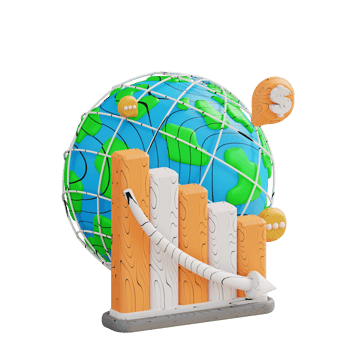3d illustration business global graph down png