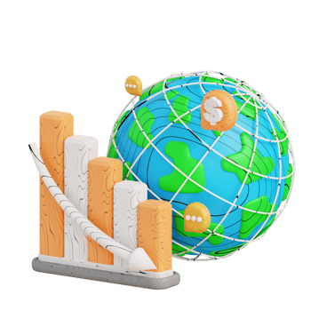 3d illustration business global graph down png