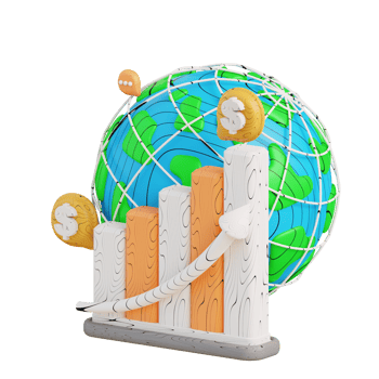 3d illustration business global graph rising png
