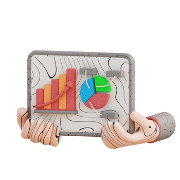3d illustration hand holding a graphic presentation png