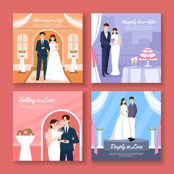 Wedding Scene Social Media Post Template vector