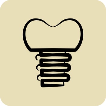 Icon Dental Implant. suitable for medicine symbol. hand drawn style. simple design editable. design template vector