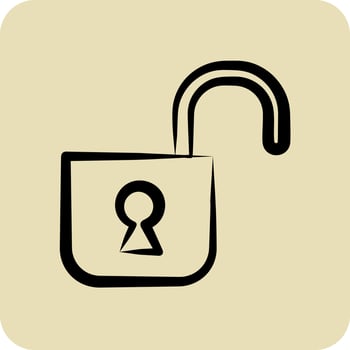 Icon Unlocked. suitable for Security symbol. hand drawn style. simple design editable. design template vector