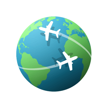 Airplane flying around the globe. Worldwide travel and transportation concept. Earth Elements by Google Earth. png