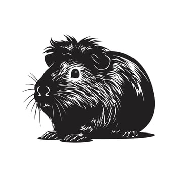 guinea pig, vintage logo line art concept black and white color, hand drawn illustration vector