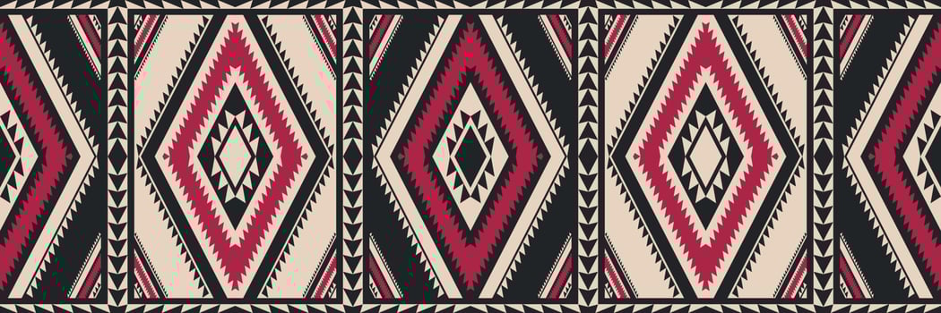 Ethnic southwest vintage pattern. Ethnic geometric square rhombus colorful vintage seamless pattern. Aztec Kilim pattern use for carpet, rug, tapestry, mat, runner or border decorative element. vector