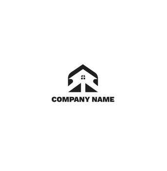 Abstract house hands logo design template. Premium real estate sign. Universal protection care home realty business vector icon. Negative space idea logotype
