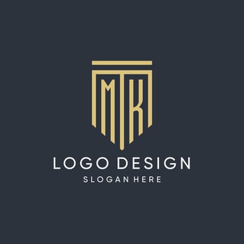 MK monogram with modern and luxury shield shape design style vector