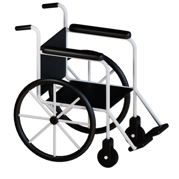 3d icon wheel chair  isolated on transparent background png
