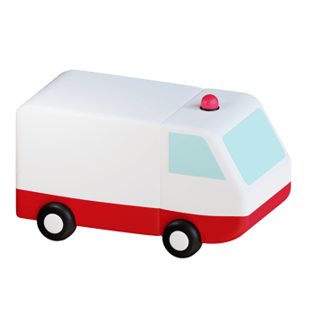 3d icon ambulance  isolated on transparent background png
