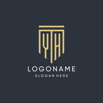 YH monogram with modern and luxury shield shape design style vector