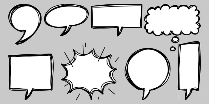 Doodle sketch style of speech bubbles hand drawn illustration. for concept design. vector