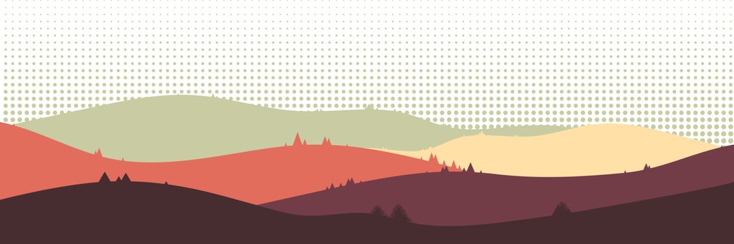 Beautiful landscape. Asian style. Long hills and mountains scenery background design. Vector illustration. Suitable for landing pages, web, wall painting and posters.